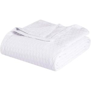 Superior Diamond Weave All-Season Cotton Blanket, Cover for Home, Couch, Bed, Soft, Warm Blankets, Boho Aesthetic, Comfy, Cozy, and Cute Covers, Decorative Bedding Essentials, Full/Queen, Chocolate(White)