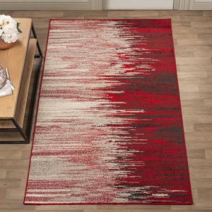Superior Dronfield Modern Abstract Indoor Area Rug for Living Room, Bedroom, Office, Kitchen, Dining, Washable Rugs, Jute Backing, Meldrick Collection, 7′ 10″ x 10′, Red(Red)