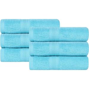 Superior Eco-Friendly Cotton 12-Piece Face Towel/Washcloth Set, Small, Fast Drying Towels for Face, Spa, Resort, Hotel, Hand, Shower, Guest Bathroom, Home, Airbnb, Apartment Essentials, Rosewood(Turquoise)