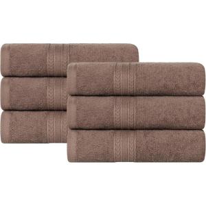 Superior Eco-Friendly Cotton 12-Piece Face Towel/Washcloth Set, Small, Fast Drying Towels for Face, Spa, Resort, Hotel, Hand, Shower, Guest Bathroom, Home, Airbnb, Apartment Essentials, Rosewood(Coffee)