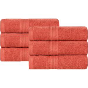 Superior Eco-Friendly Cotton 12-Piece Face Towel/Washcloth Set, Small, Fast Drying Towels for Face, Spa, Resort, Hotel, Hand, Shower, Guest Bathroom, Home, Airbnb, Apartment Essentials, Rosewood(Coral)