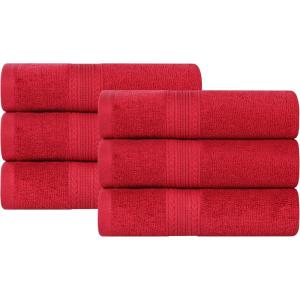 Superior Eco-Friendly Cotton 12-Piece Face Towel/Washcloth Set, Small, Fast Drying Towels for Face, Spa, Resort, Hotel, Hand, Shower, Guest Bathroom, Home, Airbnb, Apartment Essentials, Rosewood(Cranberry)