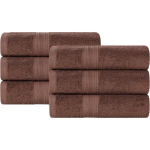 Superior Eco-Friendly Cotton 12-Piece Face Towel/Washcloth Set, Small, Fast Drying Towels for Face, Spa, Resort, Hotel, Hand, Shower, Guest Bathroom, Home, Airbnb, Apartment Essentials, Rosewood(Brown)