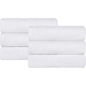 Superior Eco-Friendly Cotton 12-Piece Face Towel/Washcloth Set, Small, Fast Drying Towels for Face, Spa, Resort, Hotel, Hand, Shower, Guest Bathroom, Home, Airbnb, Apartment Essentials, Rosewood(White)