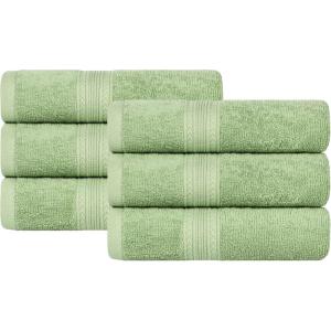 Superior Eco-Friendly Cotton 12-Piece Face Towel/Washcloth Set, Small, Fast Drying Towels for Face, Spa, Resort, Hotel, Hand, Shower, Guest Bathroom, Home, Airbnb, Apartment Essentials, Rosewood(Terrace Green)