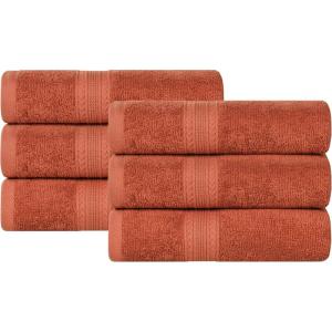 Superior Eco-Friendly Cotton 12-Piece Face Towel/Washcloth Set, Small, Fast Drying Towels for Face, Spa, Resort, Hotel, Hand, Shower, Guest Bathroom, Home, Airbnb, Apartment Essentials, Rosewood(Copper)