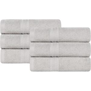 Superior Eco-Friendly Cotton 12-Piece Face Towel/Washcloth Set, Small, Fast Drying Towels for Face, Spa, Resort, Hotel, Hand, Shower, Guest Bathroom, Home, Airbnb, Apartment Essentials, Rosewood(Silver)