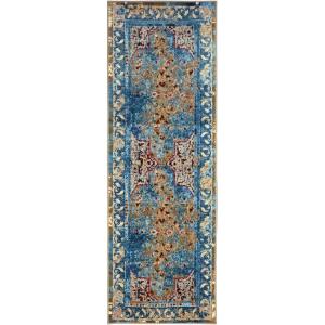 Superior Edgeworth Bakhtiari Mediterranean Indoor Area Rug for Living Room, Bedroom, Office, Kitchen, Dining, Washable Rugs, Foam Backing, Angeles Collection, 4′ x 6′, Green-Beige(2.7′ x 8′)