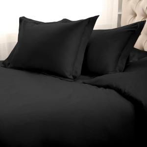 Superior Egyptian Cotton 1500 TC Duvet Cover Set – Luxurious Comforter Covers, Soft Bedding Essentials, Secure Button Closure, Includes 1 Duvet Cover & 2 Shams, King/California King, Black(Black – Z)