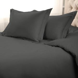 Superior Egyptian Cotton 1500 TC Duvet Cover Set – Luxurious Comforter Covers, Soft Bedding Essentials, Secure Button Closure, Includes 1 Duvet Cover & 2 Shams, King/California King, Black(Grey – Z)