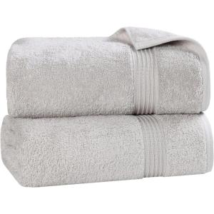 Superior Egyptian Cotton 2-Piece Bath Sheet Towel Set, Oversized Body Towels For Adults And Kids, Large Towel For Bath, Shower, Guest Bathroom, Spa, Gym, Resort, Essentials, Airbnb, Peach(Silver)