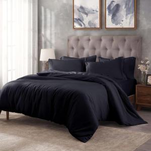 Superior Egyptian Cotton 300 Thread Count Duvet Cover Set, Soft Comforter Covers, Luxury Bedding Essentials, Button Closure, Includes 1 Duvet Cover, 1 Pillow Sham, Twin, Teal(Navy Blue – Z)