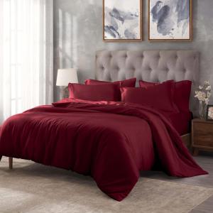 Superior Egyptian Cotton 300 Thread Count Duvet Cover Set, Soft Comforter Covers, Luxury Bedding Essentials, Button Closure, Includes 1 Duvet Cover, 1 Pillow Sham, Twin, Teal(Burgundy – Z)
