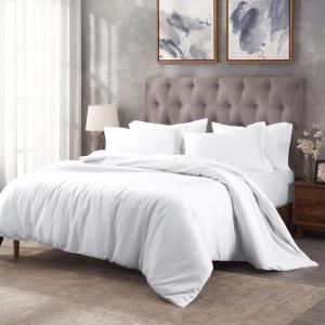 Superior Egyptian Cotton 300 Thread Count Duvet Cover Set, Soft Comforter Covers, Luxury Bedding Essentials, Button Closure, Includes 1 Duvet Cover, 1 Pillow Sham, Twin, Teal(White – Z)