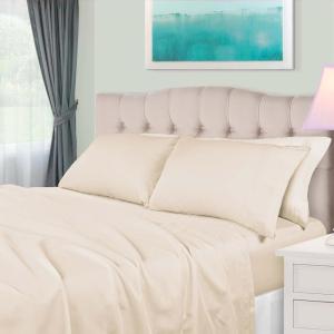 Superior Egyptian Cotton 4 Piece Sheet Set, 650 Thread Count, Eco-Friendly, Sustainable Sheets, Ultra-Soft Basics, Solid, Deep Pocket Fitted Sheet, Flat Sheet, Pillowcases, King, White(Ivory)