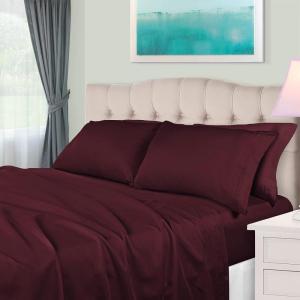 Superior Egyptian Cotton 4 Piece Sheet Set, 650 Thread Count, Eco-Friendly, Sustainable Sheets, Ultra-Soft Basics, Solid, Deep Pocket Fitted Sheet, Flat Sheet, Pillowcases, King, White(Plum)