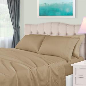 Superior Egyptian Cotton 4 Piece Sheet Set, 650 Thread Count, Eco-Friendly, Sustainable Sheets, Ultra-Soft Basics, Solid, Deep Pocket Fitted Sheet, Flat Sheet, Pillowcases, King, White(Linen)