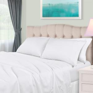 Superior Egyptian Cotton 4 Piece Sheet Set, 650 Thread Count, Eco-Friendly, Sustainable Sheets, Ultra-Soft Basics, Solid, Deep Pocket Fitted Sheet, Flat Sheet, Pillowcases, King, White(White)
