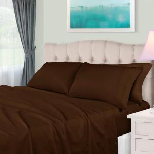 Superior Egyptian Cotton 4 Piece Sheet Set, 650 Thread Count, Eco-Friendly, Sustainable Sheets, Ultra-Soft Basics, Solid, Deep Pocket Fitted Sheet, Flat Sheet, Pillowcases, King, White(Chocolate)