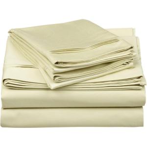 Superior Egyptian Cotton 4 Piece Sheet Set, 650 Thread Count, Eco-Friendly, Sustainable Sheets, Ultra-Soft Basics, Solid, Deep Pocket Fitted Sheet, Flat Sheet, Pillowcases, King, White(Moss)