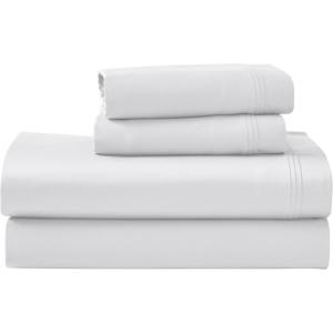 Superior Egyptian Cotton 4 Piece Sheet Set, Luxury 1000 Thread Count, Modern Design, Sustainable Sheets, Soft Basics, Solid, Deep Pocket Fitted Sheet, Flat Sheet, Pillowcases, Olympic Queen, White(Platinum)