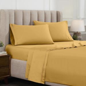 Superior Egyptian Cotton 4 Piece Sheet Set, Luxury 1000 Thread Count, Modern Design, Sustainable Sheets, Soft Basics, Solid, Deep Pocket Fitted Sheet, Flat Sheet, Pillowcases, Olympic Queen, White(Gold – Z)
