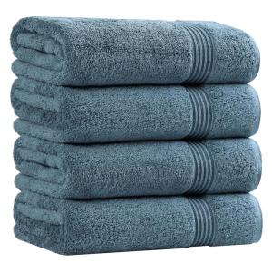 Superior Egyptian Cotton 4-Piece Bath Towel Set for Shower, Bath, Spa, Resort, Hotel, Soft Body Towels, Airbnb Essentials, Apartment, Dorm, Quick Dry, Absorbent, Bathroom Basics, Sapphire