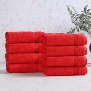 Superior Egyptian Cotton Bath Towel Set, Towels For Home Bathroom, Master, Guest Bath, Decor Essentials, Quick Dry, Absorbent, Large Body Towels, Spa, Hotel, Resort, Adult, Kids, Set of 8, Canary(Red)
