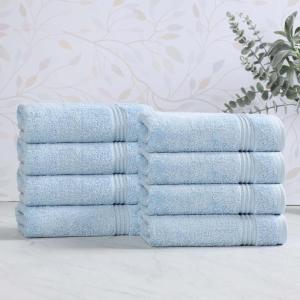 Superior Egyptian Cotton Bath Towel Set, Towels For Home Bathroom, Master, Guest Bath, Decor Essentials, Quick Dry, Absorbent, Large Body Towels, Spa, Hotel, Resort, Adult, Kids, Set of 8, Canary(Light Blue – Z)