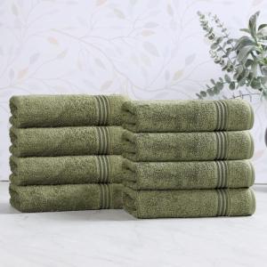 Superior Egyptian Cotton Bath Towel Set, Towels For Home Bathroom, Master, Guest Bath, Decor Essentials, Quick Dry, Absorbent, Large Body Towels, Spa, Hotel, Resort, Adult, Kids, Set of 8, Canary(Forest Green)