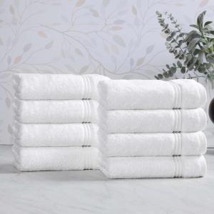 Superior Egyptian Cotton Bath Towel Set, Towels For Home Bathroom, Master, Guest Bath, Decor Essentials, Quick Dry, Absorbent, Large Body Towels, Spa, Hotel, Resort, Adult, Kids, Set of 8, Canary(White – Z)