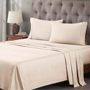 Superior Egyptian Cotton Sheet Set Premium 400 Thread Count 100% Egyptian Cotton Solid Sheets Set Soft Sateen Weave Hotel Style 18″ Deep Pocket Fitted Flat and Pillow Cases – Twin XL, Burgundy(Ivory)