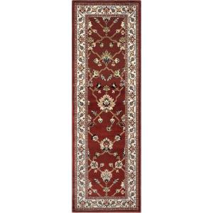 Superior Elegant Kingfield Collection Area Rug, 8mm Pile Height with Jute Backing, Classic Bordered Rug Design, Anti-Static, Water-Repellent Rugs – Black, 2’7″ x 8′ Runner(Red)
