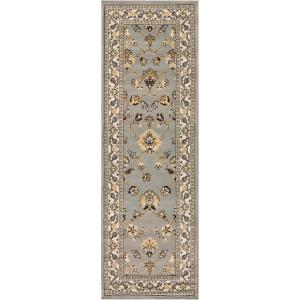Superior Elegant Kingfield Collection Area Rug, 8mm Pile Height with Jute Backing, Classic Bordered Rug Design, Anti-Static, Water-Repellent Rugs – Black, 2’7″ x 8′ Runner(Blue)