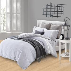 Superior Embroidered Cotton Duvet Cover Set, Soft Bedding Covers, 1 Duvet Cover with Button Closure, 2 Pillow Shams, Cotton Cross-Stitch Design, Riverton Collection, Full/Queen, White(White)