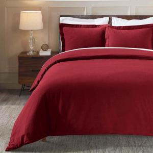 Superior Extra Soft All Season 100% Brushed Cotton Flannel Solid Bedding Duvet Cover Set – Ivory, King/California King Size(Burgundy)