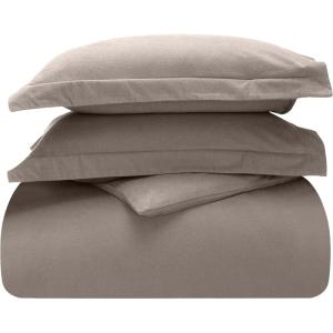 Superior Extra Soft All Season 100% Brushed Cotton Flannel Solid Bedding Duvet Cover Set – Ivory, King/California King Size(Grey)