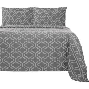 Superior Extra Soft All Season 100% Brushed Cotton Flannel Solid Bedding Duvet Cover Set – Ivory, King/California King Size(Grey Trellis)