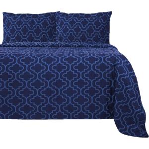 Superior Extra Soft All Season 100% Brushed Cotton Flannel Solid Bedding Duvet Cover Set – Ivory, King/California King Size(Navy Blue Trellis)