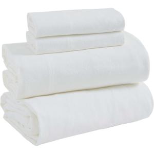 Superior Extra Soft All Season 100% Brushed Cotton Flannel Solid Bedding Sheet Set with Deep Pockets Fitted Sheet – Navy Blue, King Size(Ivory)