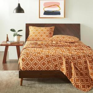 Superior Extra Soft All Season 100% Brushed Cotton Flannel Solid Bedding Sheet Set with Deep Pockets Fitted Sheet – Navy Blue, King Size(Pumpkin Trellis)