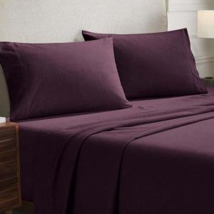 Superior Flannel Cotton Pillowcase Bedding Set, Set Includes: 2 Pillow Covers, Solid Contemporary Bedroom Accent, Modern Traditional Soft, Breathable and Plush, Standard, Navy Blue(Purple)