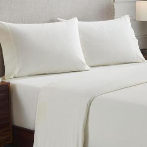 Superior Flannel Cotton Pillowcase Bedding Set, Set Includes: 2 Pillow Covers, Solid Contemporary Bedroom Accent, Modern Traditional Soft, Breathable and Plush, Standard, Navy Blue(Ivory)