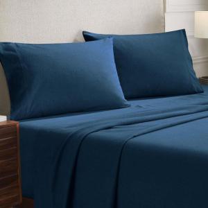 Superior Flannel Cotton Pillowcase Bedding Set, Set Includes: 2 Pillow Covers, Solid Contemporary Bedroom Accent, Modern Traditional Soft, Breathable and Plush, Standard, Navy Blue(Navy Blue)