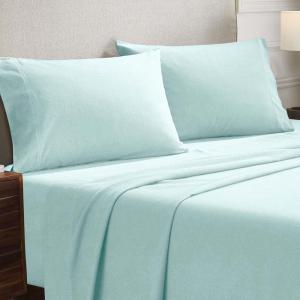 Superior Flannel Cotton Pillowcase Bedding Set, Set Includes: 2 Pillow Covers, Solid Contemporary Bedroom Accent, Modern Traditional Soft, Breathable and Plush, Standard, Navy Blue(Light Blue)