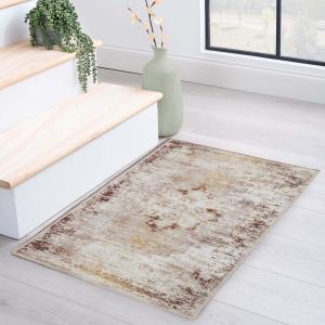 Superior Floral Medallion Washable Rug, Cotton Backing, Pet & Kid Friendly, Easy Care, Modern Rugs for Entry, Living Room, Kitchen, Bedroom, Low Pile Area Rug, Cardinal Collection, 3′ x 5′, Red(Dove – Cream)