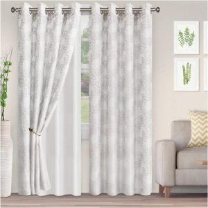 Superior Foliage Sheer Curtains, Window Accents, Perfect For Natural Light, with Rod Pockets or Grommets, Decorative Vintage, Bohemian, Modern Farmhouse, Curtain Set of 2 Panels, 52″ X 96″, Grey(Grey)