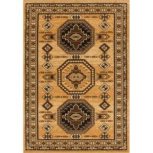 Superior Folk Diamond Rustic Eclectic Bohemian Power-Loomed Indoor Area Rug, 3′ x 5′, Red(Brown)