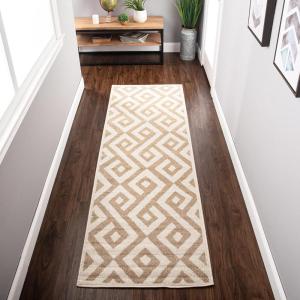 Superior Folk Diamond Rustic Eclectic Bohemian Power-Loomed Indoor Area Rug, 3′ x 5′, Red(Ivory)