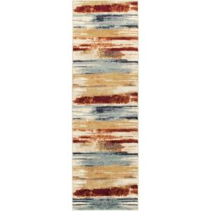 Superior Folk Diamond Rustic Eclectic Bohemian Power-Loomed Indoor Area Rug, 3′ x 5′, Red(Ivory Multi)